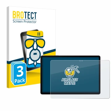 Parte frontal de un envase de producto con el logotipo de la marca BROTECT. Al lado se muestra el dispositivo Samsung Galaxy T