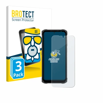 Parte frontal de un envase de producto con el logotipo de la marca BROTECT. Al lado se muestra el dispositivo Ulefone Armor 12