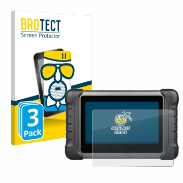 Parte frontal de un envase de producto con el logotipo de la marca BROTECT. Al lado se muestra el dispositivo Autel MaxiCheck 
