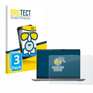 Parte frontal de un envase de producto con el logotipo de la marca BROTECT. Al lado se muestra el dispositivo Lenovo IdeaPad F