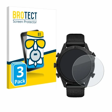 Parte frontal de un envase de producto con el logotipo de la marca BROTECT. Al lado se muestra el dispositivo Garmin Marq Comm