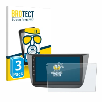 Parte frontal de un envase de producto con el logotipo de la marca BROTECT. Al lado se muestra el dispositivo Topway Android C