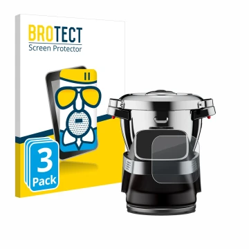 Parte frontal de un envase de producto con el logotipo de la marca BROTECT. Al lado se muestra el dispositivo WMF Avantgarde c