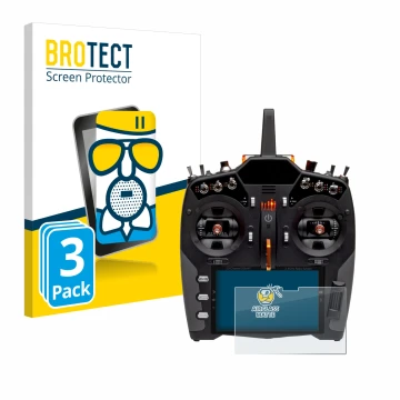 Parte frontal de un envase de producto con el logotipo de la marca BROTECT. Al lado se muestra el dispositivo Spektrum NX20 co