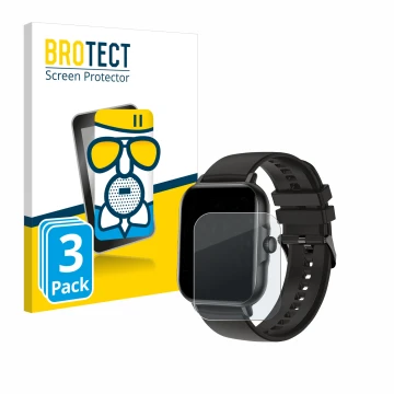 Parte frontal de un envase de producto con el logotipo de la marca BROTECT. Al lado se muestra el dispositivo AcclaFit KM13 1.