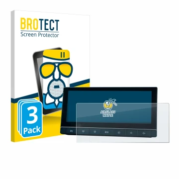 Parte frontal de un envase de producto con el logotipo de la marca BROTECT. Al lado se muestra el dispositivo MG 5 IPS-HD 10.2