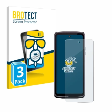 Parte frontal de un envase de producto con el logotipo de la marca BROTECT. Al lado se muestra el dispositivo Crosscall Stella