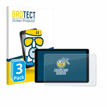 Parte frontal de un envase de producto con el logotipo de la marca BROTECT. Al lado se muestra el dispositivo Sebbe S22 10.1