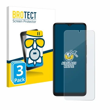 Parte frontal de un envase de producto con el logotipo de la marca BROTECT. Al lado se muestra el dispositivo TCL 40 R 5G con 