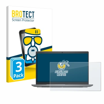 Parte frontal de un envase de producto con el logotipo de la marca BROTECT. Al lado se muestra el dispositivo Dell Latitude 55