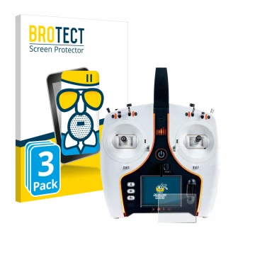 Parte frontal de un envase de producto con el logotipo de la marca BROTECT. Al lado se muestra el dispositivo Spektrum NX7e co