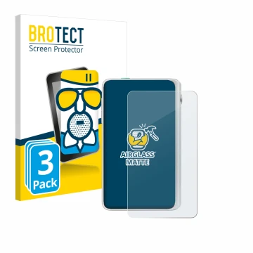 Parte frontal de un envase de producto con el logotipo de la marca BROTECT. Al lado se muestra el dispositivo Timekettle Fluen