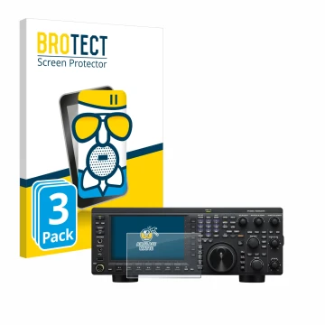 Parte frontal de un envase de producto con el logotipo de la marca BROTECT. Al lado se muestra el dispositivo Kenwood TS-890S 