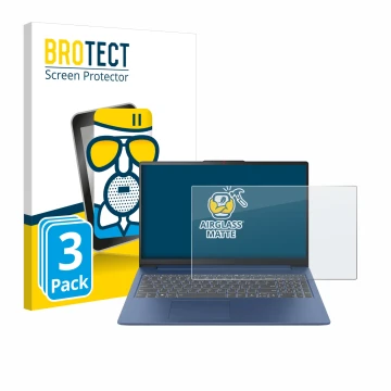Parte frontal de un envase de producto con el logotipo de la marca BROTECT. Al lado se muestra el dispositivo Lenovo IdeaPad S