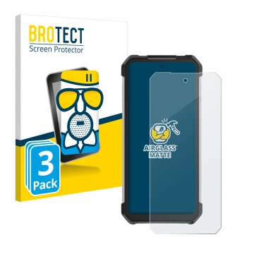 Parte frontal de un envase de producto con el logotipo de la marca BROTECT. Al lado se muestra el dispositivo Unihertz Tank 3 