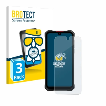 Parte frontal de un envase de producto con el logotipo de la marca BROTECT. Al lado se muestra el dispositivo Hotwav Cyber 9 P