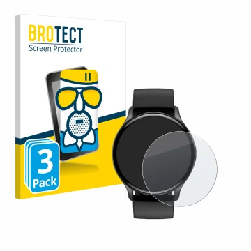 Parte frontal de un envase de producto con el logotipo de la marca BROTECT. Al lado se muestra el dispositivo Sross Smartwatch