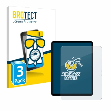 Parte frontal de un envase de producto con el logotipo de la marca BROTECT. Al lado se muestra el dispositivo Apple iPad Air 1