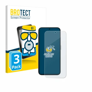 Parte frontal de un envase de producto con el logotipo de la marca BROTECT. Al lado se muestra el dispositivo Nothing Phone (2