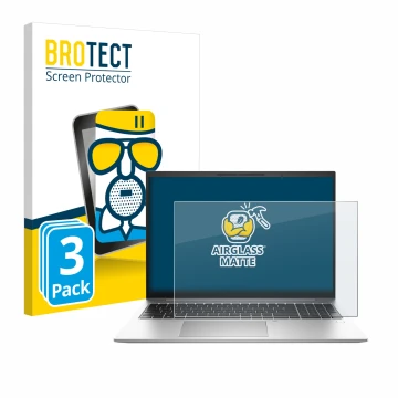 Parte frontal de un envase de producto con el logotipo de la marca BROTECT. Al lado se muestra el dispositivo HP EliteBook 865