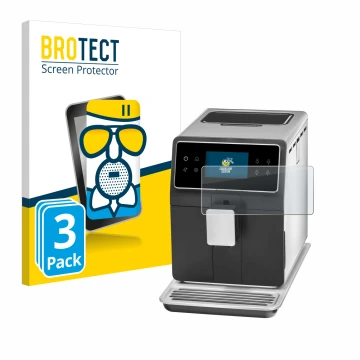 Parte frontal de un envase de producto con el logotipo de la marca BROTECT. Al lado se muestra el dispositivo WMF Perfection 8