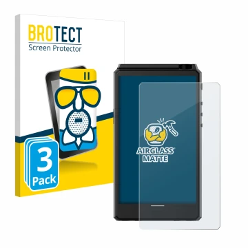 Parte frontal de un envase de producto con el logotipo de la marca BROTECT. Al lado se muestra el dispositivo Hiby R6 III con 