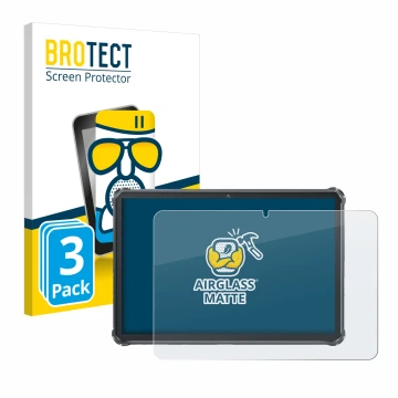 Parte frontal de un envase de producto con el logotipo de la marca BROTECT. Al lado se muestra el dispositivo Oukitel RT8 con 