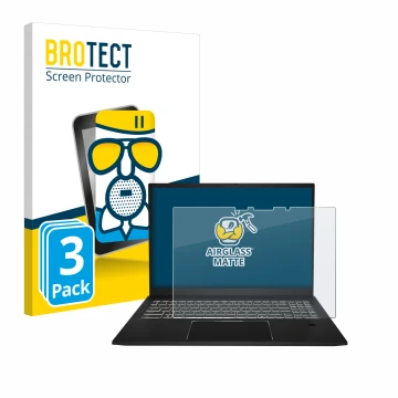 Parte frontal de un envase de producto con el logotipo de la marca BROTECT. Al lado se muestra el dispositivo MSI Summit E16 A