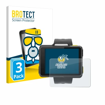Parte frontal de un envase de producto con el logotipo de la marca BROTECT. Al lado se muestra el dispositivo Newland WD1 con 