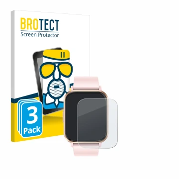 Parte frontal de un envase de producto con el logotipo de la marca BROTECT. Al lado se muestra el dispositivo walkbee Smartwat