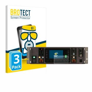 Parte frontal de un envase de producto con el logotipo de la marca BROTECT. Al lado se muestra el dispositivo Behringer X32 Ra
