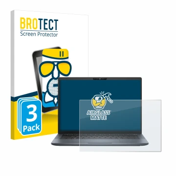 Parte frontal de un envase de producto con el logotipo de la marca BROTECT. Al lado se muestra el dispositivo Dell Latitude 73