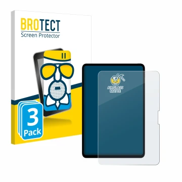 Parte frontal de un envase de producto con el logotipo de la marca BROTECT. Al lado se muestra el dispositivo Apple iPad Pro 1