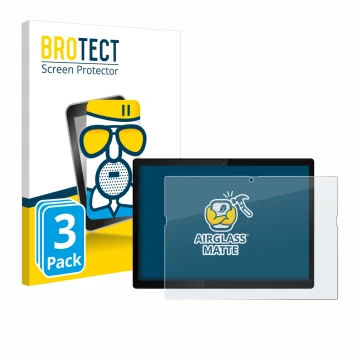 Parte frontal de un envase de producto con el logotipo de la marca BROTECT. Al lado se muestra el dispositivo Lenovo ThinkPad 