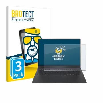 Parte frontal de un envase de producto con el logotipo de la marca BROTECT. Al lado se muestra el dispositivo LG gram Pro 16 2