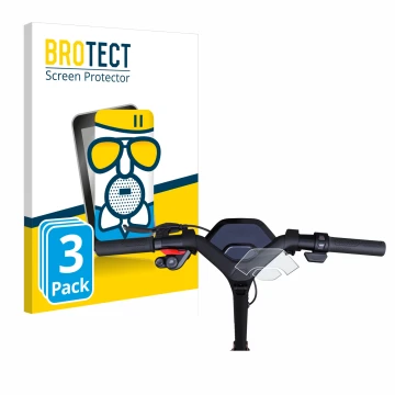 Parte frontal de un envase de producto con el logotipo de la marca BROTECT. Al lado se muestra el dispositivo Segway Ninebot P