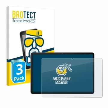 Parte frontal de un envase de producto con el logotipo de la marca BROTECT. Al lado se muestra el dispositivo Huawei MatePad S