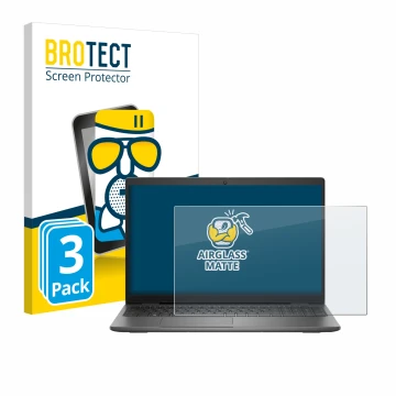 Parte frontal de un envase de producto con el logotipo de la marca BROTECT. Al lado se muestra el dispositivo Dell Latitude 15