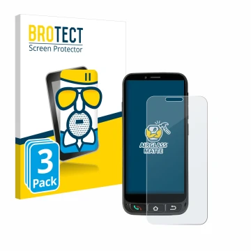 Parte frontal de un envase de producto con el logotipo de la marca BROTECT. Al lado se muestra el dispositivo SPC Zeus 4G Pro 
