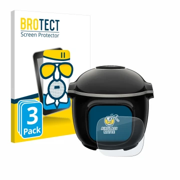 Parte frontal de un envase de producto con el logotipo de la marca BROTECT. Al lado se muestra el dispositivo Moulinex Cookeo 