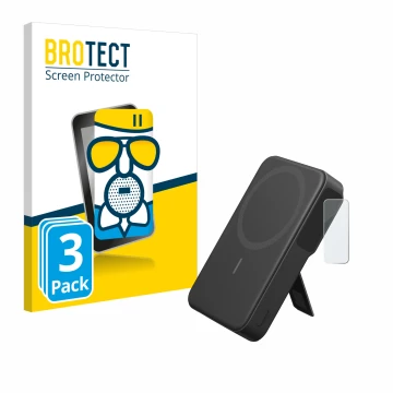 Parte frontal de un envase de producto con el logotipo de la marca BROTECT. Al lado se muestra el dispositivo Anker MagGo con 