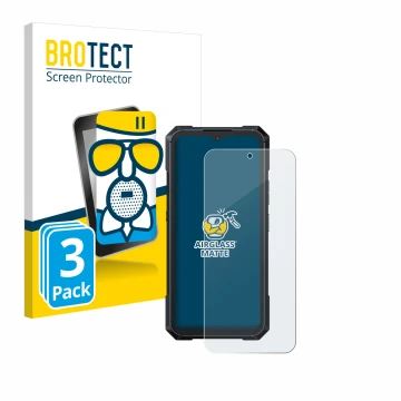 Parte frontal de un envase de producto con el logotipo de la marca BROTECT. Al lado se muestra el dispositivo Cubot King Kong 