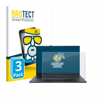 Parte frontal de un envase de producto con el logotipo de la marca BROTECT. Al lado se muestra el dispositivo ASUS ZenBook Pro