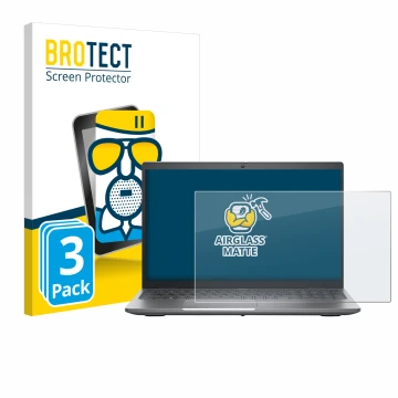 Parte frontal de un envase de producto con el logotipo de la marca BROTECT. Al lado se muestra el dispositivo Dell Precision 3