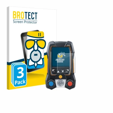 Parte frontal de un envase de producto con el logotipo de la marca BROTECT. Al lado se muestra el dispositivo Testo 550s con s