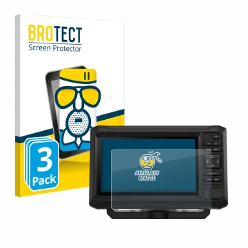 Parte frontal de un envase de producto con el logotipo de la marca BROTECT. Al lado se muestra el dispositivo Garmin ECHOMAP U