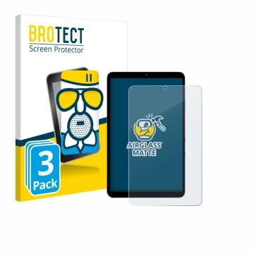 Parte frontal de un envase de producto con el logotipo de la marca BROTECT. Al lado se muestra el dispositivo Alldocube iPlay 