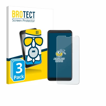 Parte frontal de un envase de producto con el logotipo de la marca BROTECT. Al lado se muestra el dispositivo TCL 403 con su p