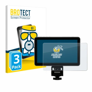 Parte frontal de un envase de producto con el logotipo de la marca BROTECT. Al lado se muestra el dispositivo Rollei Viltrox D
