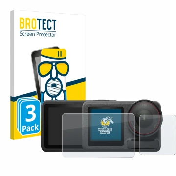 Parte frontal de un envase de producto con el logotipo de la marca BROTECT. Al lado se muestra el dispositivo DJI Osmo Action 